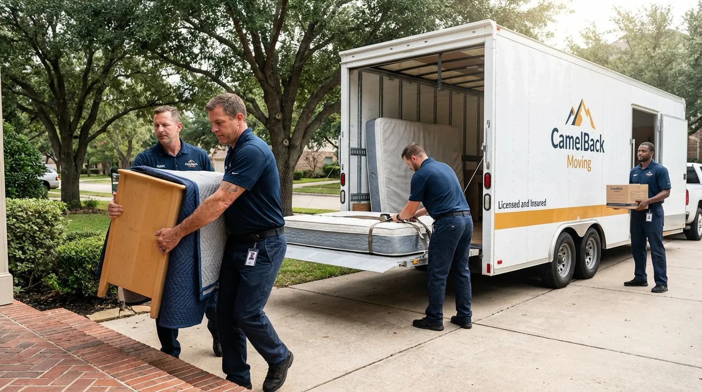 Crew loading residential truck for cross-state move from Central Valley, NY