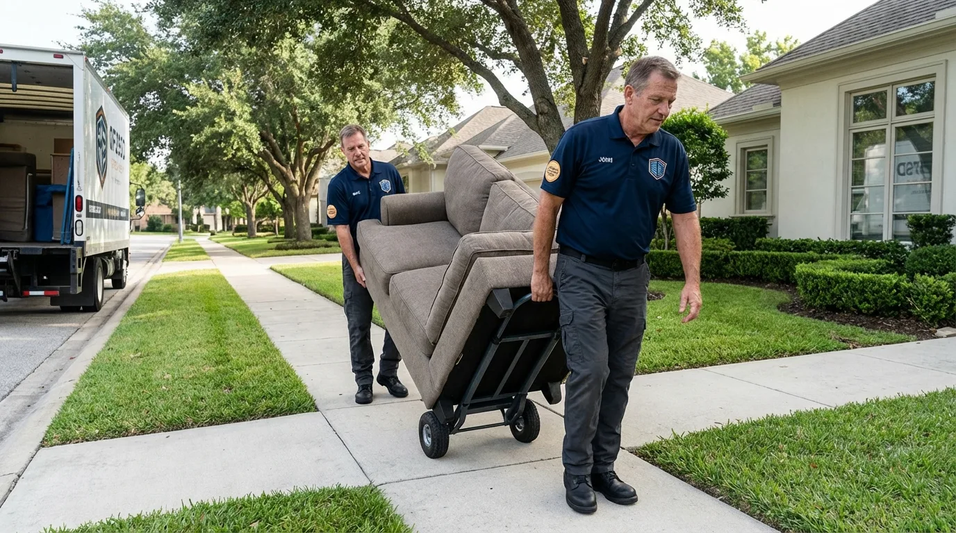 Local residential moving crew loading furniture in Central Valley, NY